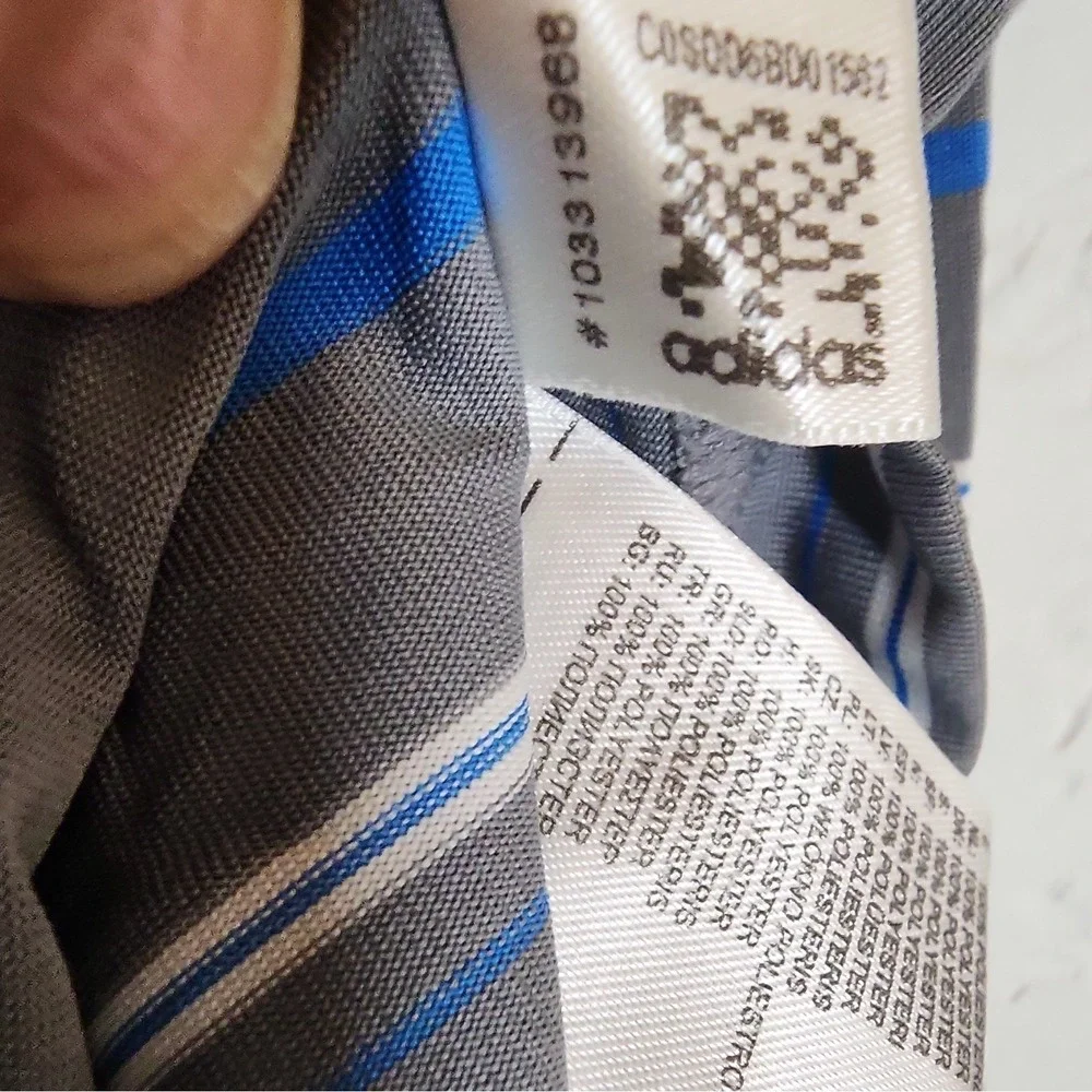 adidas Climalite Moisture Wicking Men's L Striped Golf Polo Gray Blue